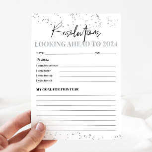 Cartes de résolution du Nouvel An Argent et Noir 2