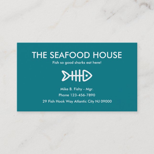 Cartes de restauration de fruits de mer (Devant)