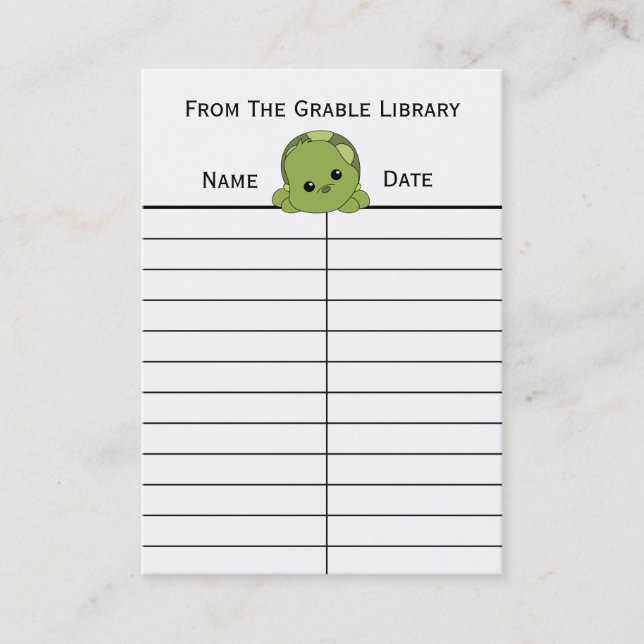 Cartes de retour du livre de la tortue Lil (Devant)