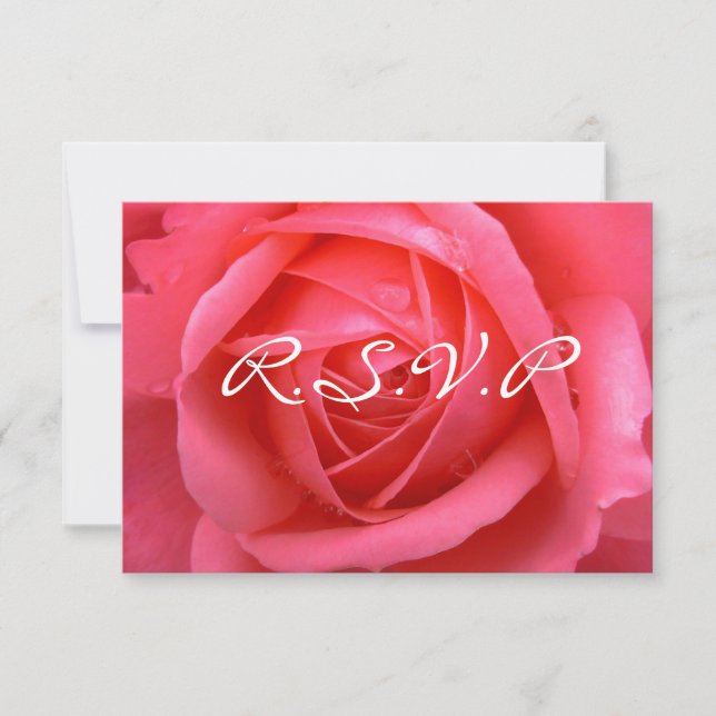 Cartes de rose personnalisées RSVP Rose rose (Devant)