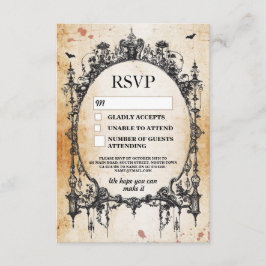 Cartes de RSVP de mariage Cadre Gothique Rustique 
