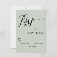 Cartes de RSVP en Flourishes Élaborés Vert Sauge P