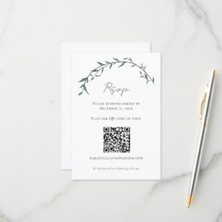 Cartes de RSVP QR de mariage à l'arche de saule de