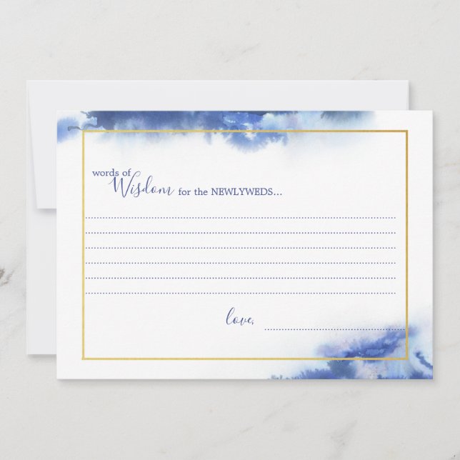 Cartes de Sagesse Mariage Ombre Or En Marbre Bleu (Devant)