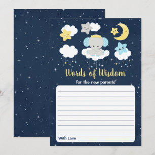 Cartes de sagesse pour une baby shower éléphant ja