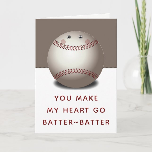 Cartes de Saint-Valentin de baseball amusantes (Devant)