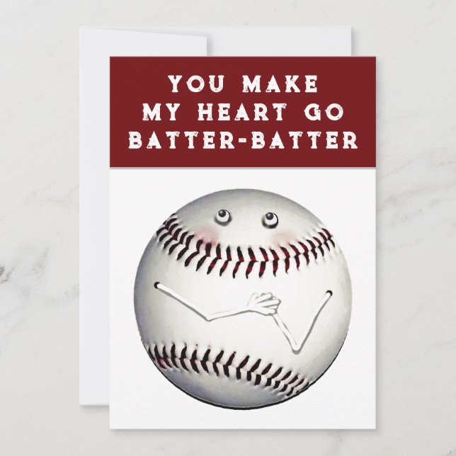 Cartes de Saint-Valentin de baseball amusantes (Devant)