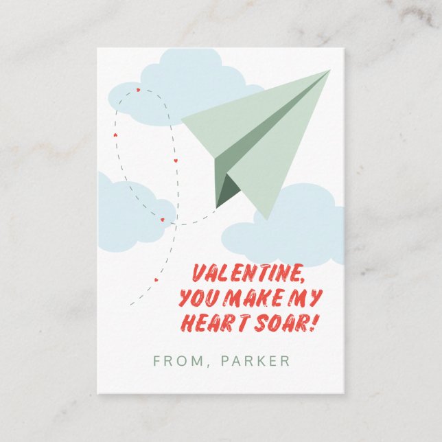 Cartes de Saint-Valentin en Papier d'avion de clas (Devant)