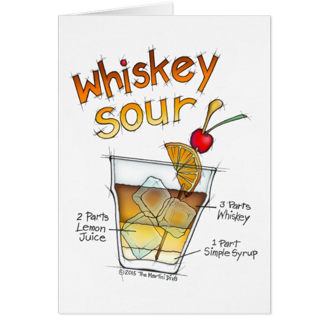 CARTES DE SALUT - WHISKEY SOUR RECEPE COCKTAIL ART (Devant)