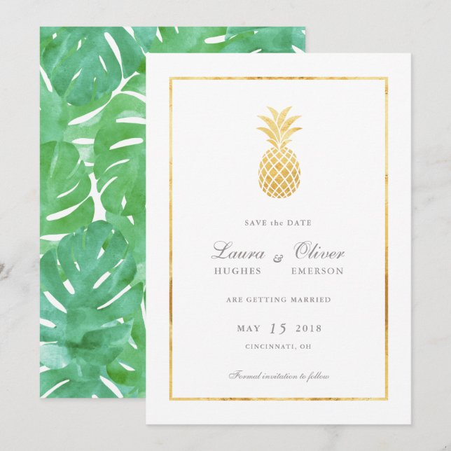 Cartes de sauvegarde à date Gold Pineapple (Devant / Derrière)