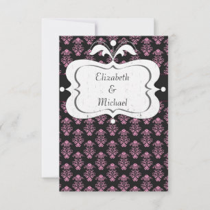 Cartes de sauvegarde à motif damassé rose et noir