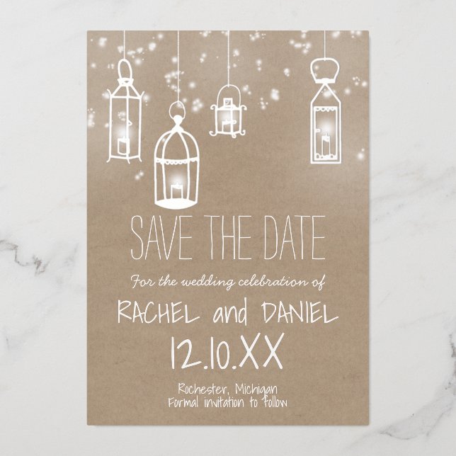 Cartes de sauvegarde de date de lanternes d'argent (Recto)