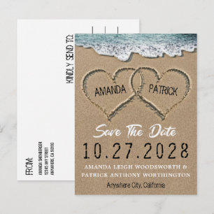 Cartes de sauvegarde de date de plage de coeurs da
