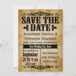 Cartes de sauvegarde de date de style vintage camp