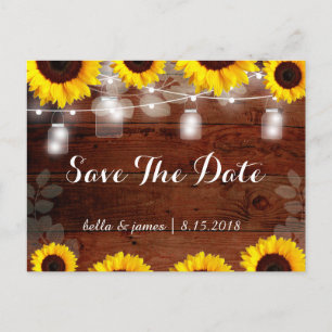 Cartes de sauvegarde de date de tournesols rustiqu