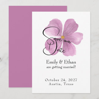 Cartes de sauvegarde de date - Fleur Violette Élég