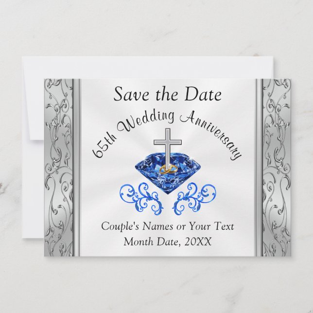 Cartes de sauvegarde de date pour 65e anniversaire (Devant)