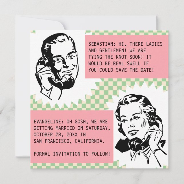 Cartes de sauvegarde de la date de couple de potin (Devant)