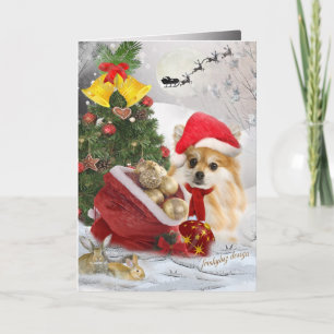 Cartes de scène de neige de Noël de Pomeranian