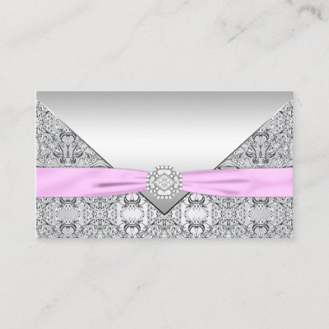 Cartes de siège en argent et rose (Devant)