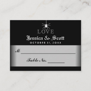 Cartes de siège Mariage Black White Halloween Spid