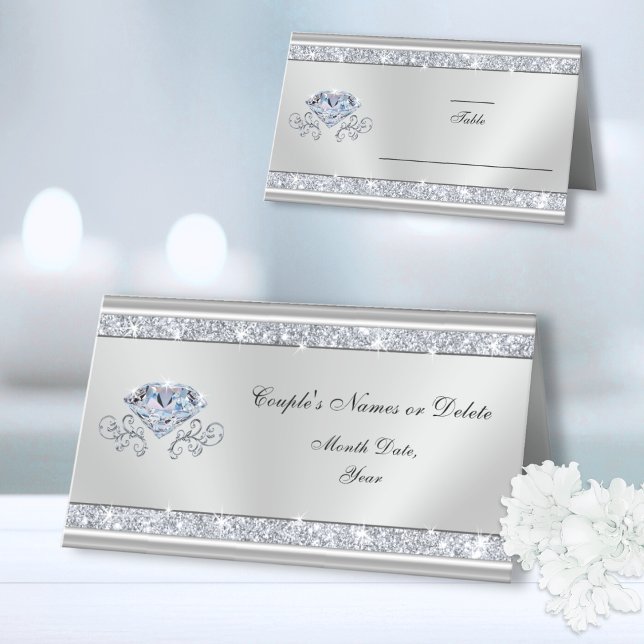 Cartes de siège Mariage personnalisées, Diamant (Wedding Seating Cards. Diamond themed Wedding ideas. 60th wedding anniversary table decorations. )