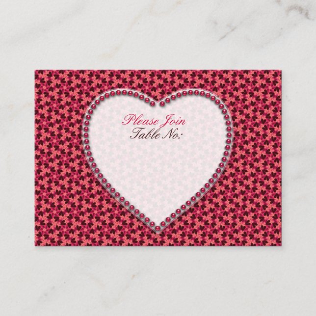 Cartes de siège Mariage Profond Pink Hearts (Devant)
