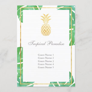 Cartes de Siège Or Tropical Pineapple - Verticales