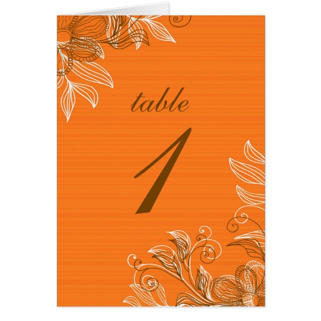 Cartes de sièges de table Brown et orange (Devant)