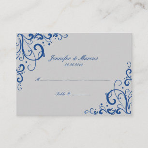 Cartes de sièges Mariage bleu et gris
