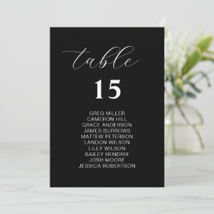 Cartes de sièges Mariage noir simples