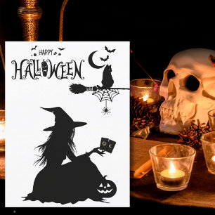 Cartes de sorcière élégante Tarot Chat Lune & Étoi
