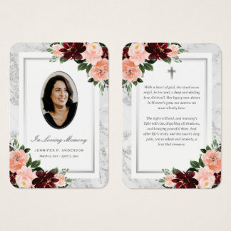 Cartes de souvenir de photo florale rose Bourgogne