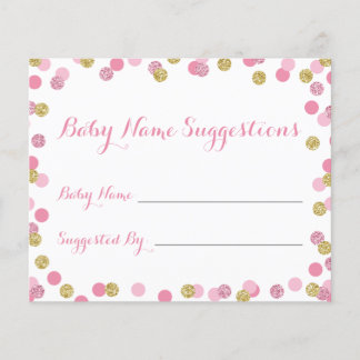 Cartes de suggestion de nom de Baby shower rose et