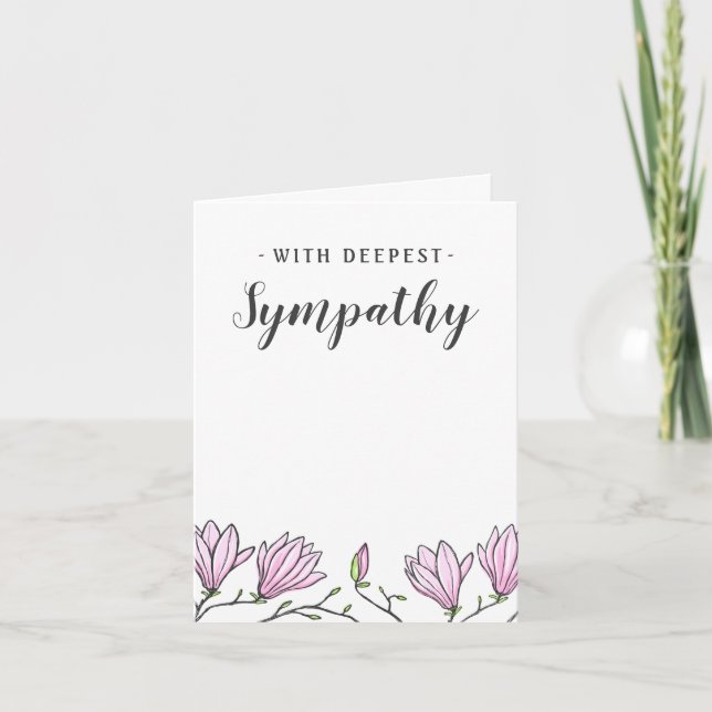 Cartes de Sympathie avec fleurs de magnolia rose (Devant)