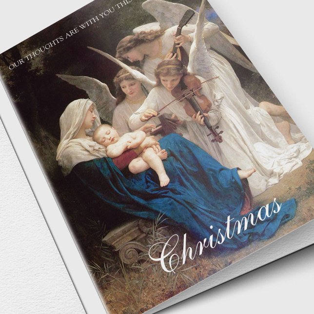 Cartes de sympathie de Noël | pensant à vous 2 (Mary & Jesus with the Angels religious Thinking of You Sympathy Christmas Cards)