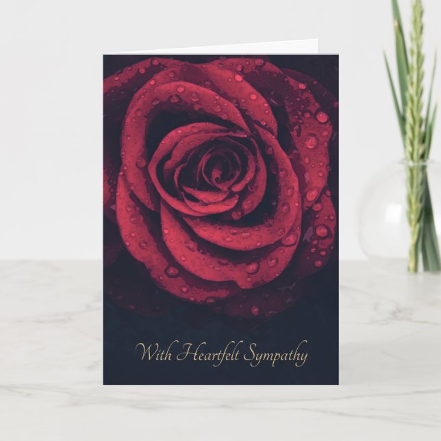 Cartes de Sympathie Florale Rouge Rose (Devant)