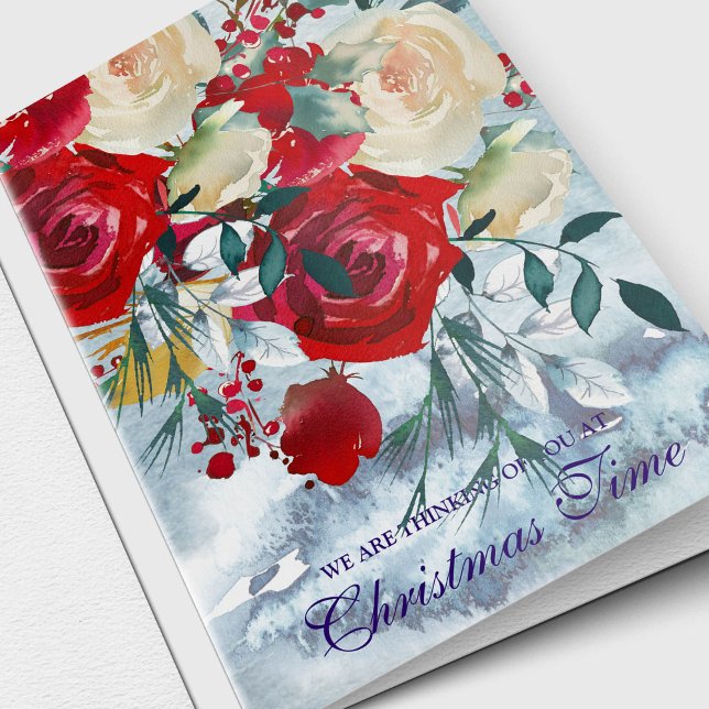 Cartes de Sympathie Noël | Bouquet de Noël (Winter Floral Bouquet Remembrance Memorial Sympathy Thinking of You Christmas Card)