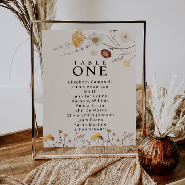 Cartes de table à chard sauvage bohème (Créateur téléchargé)