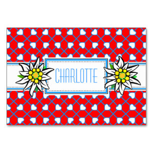 Cartes de table bleu blanc