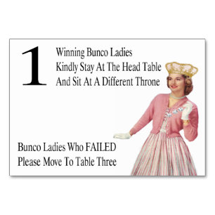 Cartes de table Bunco Funny Queen #1