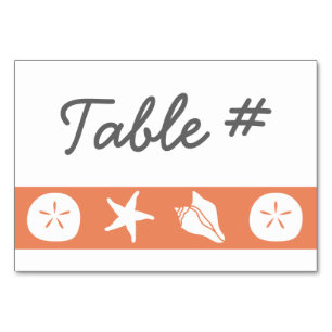 Cartes de table Coquillages d'été en corail