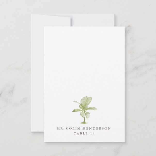 Cartes de table de destination de plage de palmier (Devant)