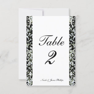 Cartes de table de mariage à souffle de bébé noir