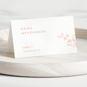 Cartes de table de mariage élégantes rose pêche bl
