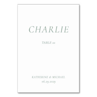 Cartes de table de mariage élégantes Vert Sauge