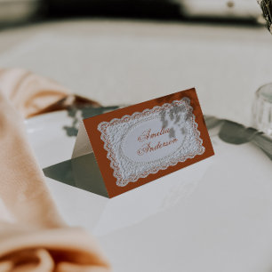 Cartes de table de mariage en terre cuite orange b