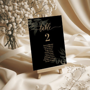 Cartes de Table de Mariage Feuille d'Or Vert Émera