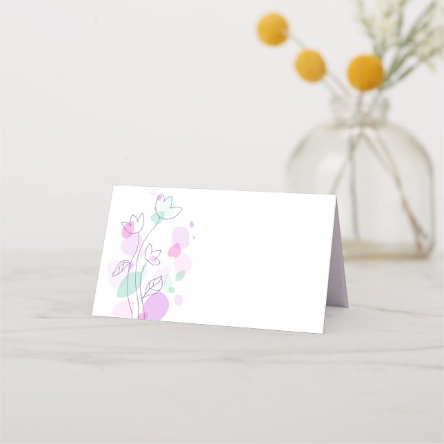 Cartes de table de mariage fleur de confettis viol (Devant)