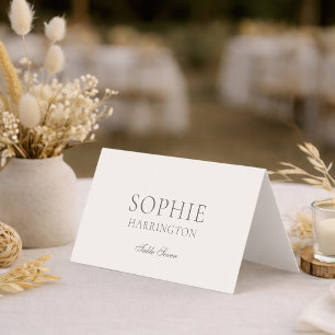 Cartes de table de mariage florales neutres